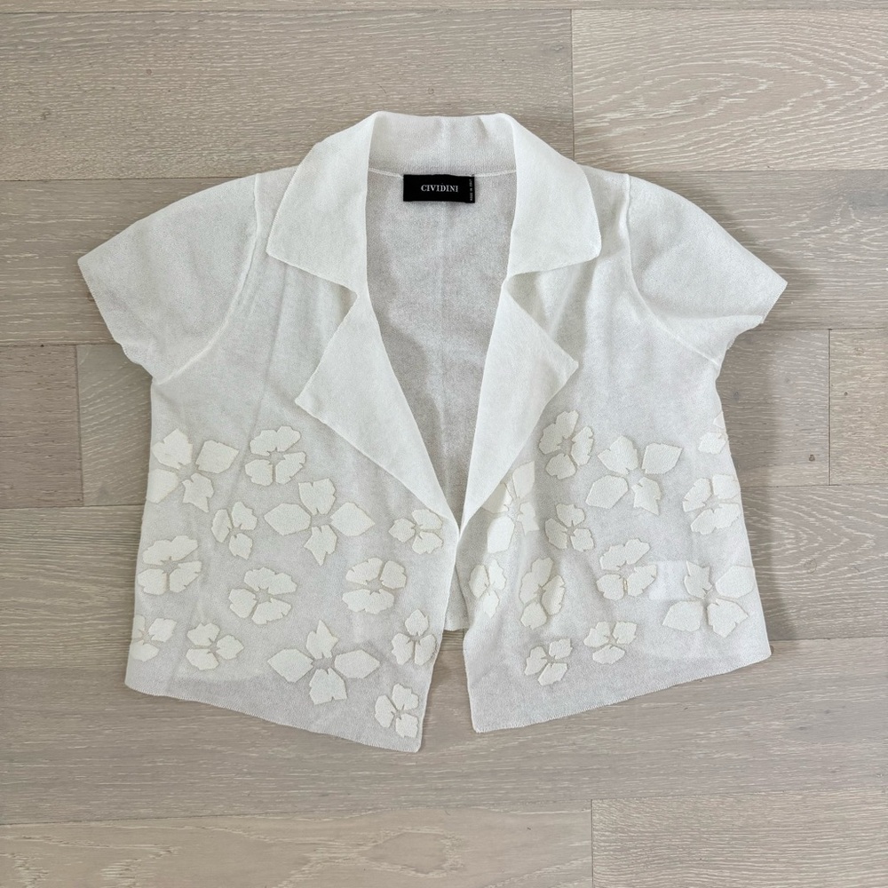 Cividini White Floral Blouse - Made in Italy